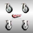 thumbnail image 2 of 4 Inch 316SS Black Polyurethane Wheel Swivel Top Plate Caster Set 2 Rigid SCC, 2 of 2