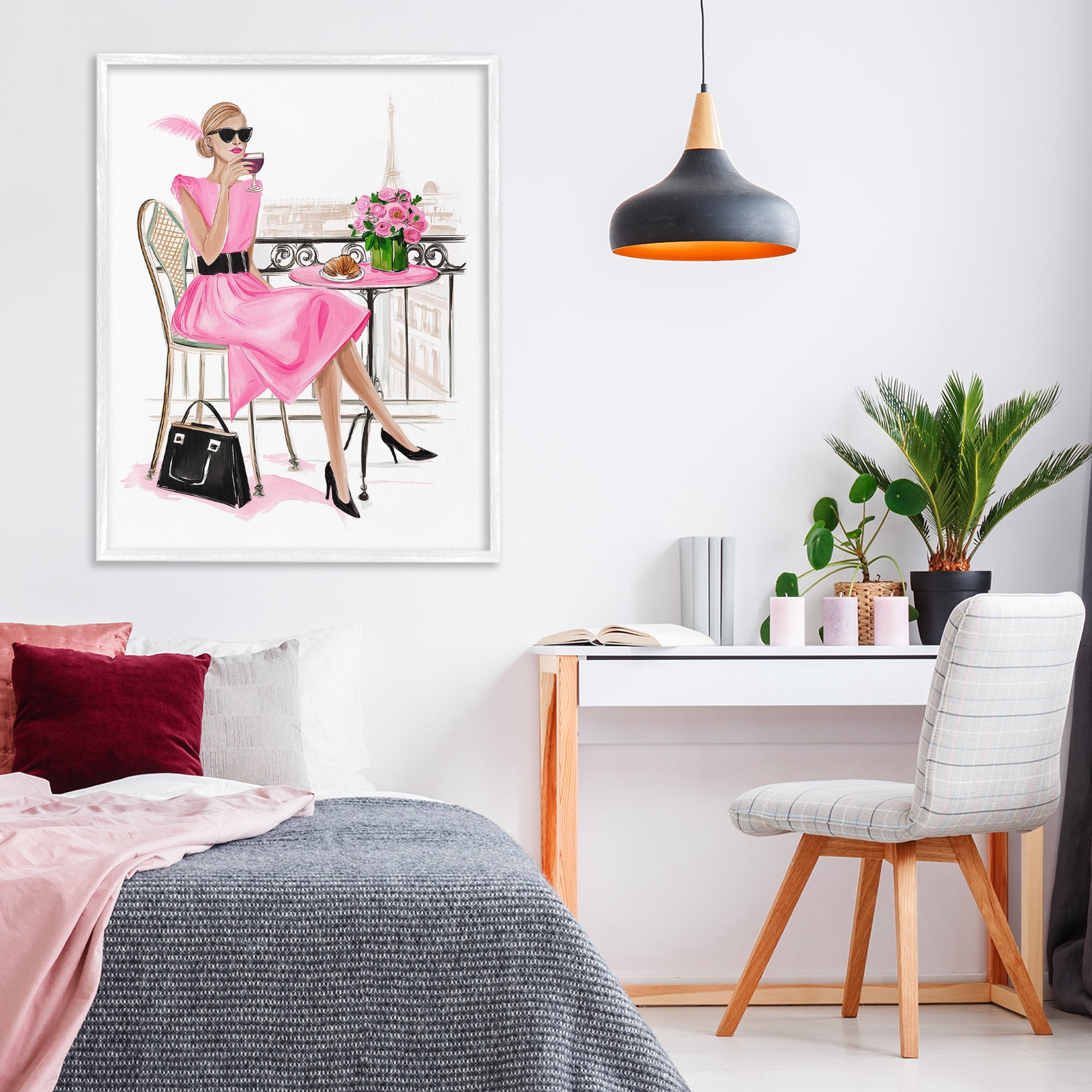 Stupell Industries Parisian Chic on Cafe Balcony White Framed Giclee Art, design by Jess Stempel