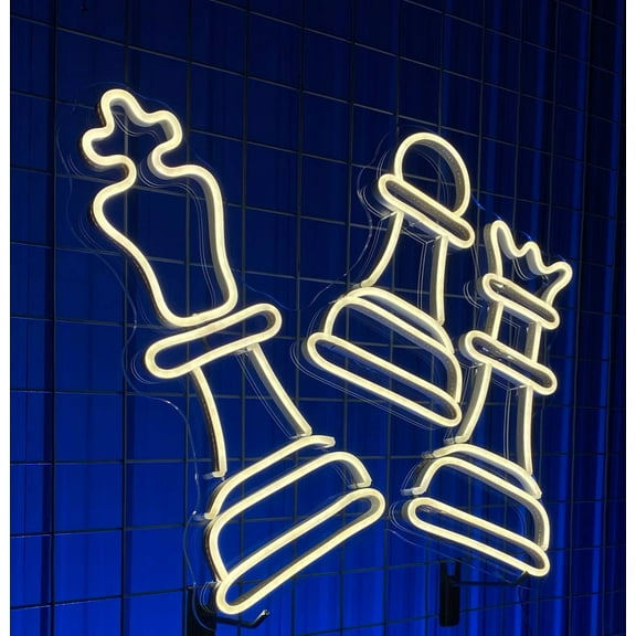Craftnamesign Chess Neon Sign, Chess Club Wall Decor, Gift For Son, Room Décor