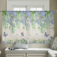 thumbnail image 4 of Sheer Curtains 45 inches Long, Hydrangea Eucalyptus Butterfly Floral Watercolor Retro Linen Light Filtering Sheer Window Curtains Rod Pocket Voile Drapes for Living Room, 52"W x 45"L 2 Panels, 4 of 7