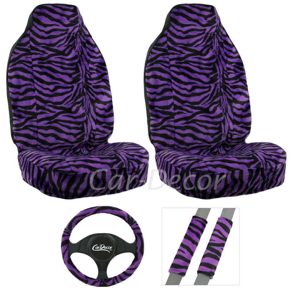 Zebra Purple 5 Pc Car Seat Cover Set