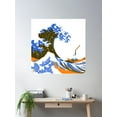 thumbnail image 2 of Neo Ukiyo-E Street T-Shirt: Hokusai Graffiti Art Meets Cyberpunk Samurai Poster Wall Art, Modern Wall Decor For Living Room Bedroom, 16x24 UNFRAMED, 2 of 3
