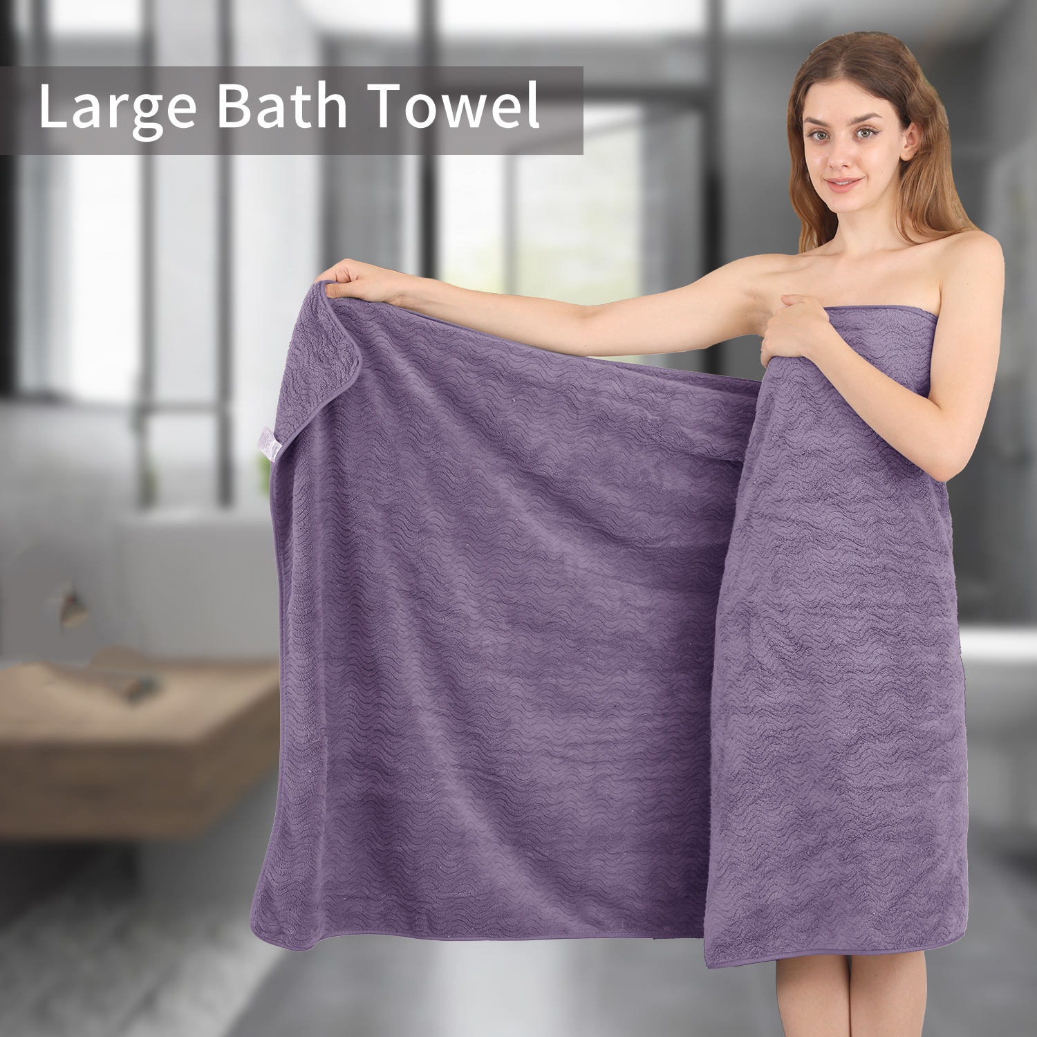 Covina Home 8 Pcs Bath Towel Set Dark Purple Microfiber Bathroom Towel Set Ultra Soft Plush Oversized Towels Adult Luxury Bath Sheet