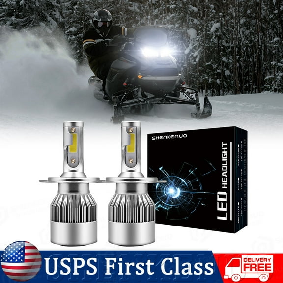 For Ski-Doo Snowmobile LED Headlight 9003 H4 Bulb High/Low Dual Beam White （2pcs）