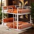 thumbnail image 2 of Queen over Queen Bunk Bed, Metal Frame, Ladders & Guardrails, Space-Saving, Teens Adults, White, 2 of 10