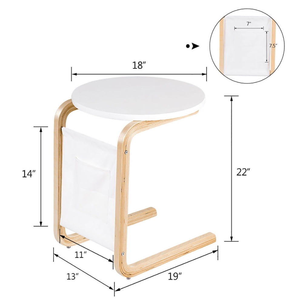 Finihen Bentwood End Table, Bentwood Sofa Side Table with Square Tabletop and Storage Bag, Sofa Side Table, Bed Side Table, for Living Room, Bedroom, White Finihen Bentwood End Table, Bentwood Sofa Side Table with Square Tabletop and Storage Bag, Sofa Side Table, Bed Side Table, for Living Room, Bedroom, White