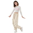 thumbnail image 7 of Rolanko Girls Cargo Pants Wide leg Cargo Sweatpants High Waist Kids Joggers with Pockets 4-14 Years, 7 of 7