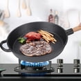 thumbnail image 2 of Yajisi Cast Iron Frying Pan Skillet Cooking Steak Pan with Wooden Handle, Diameter 24cm / 9.4 inches, 2 of 9