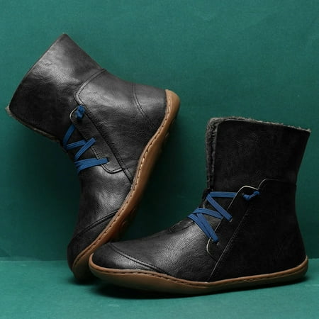 

Yoslce Shoes Women Fall/Winter New Mid-Tube Women S Boots Solid Color Flat For