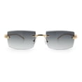 thumbnail image 3 of Luxury Rimless Metal Jaguar Arm Narrow Rectangle Rapper Sunglasses Gold - Smoke, 3 of 8