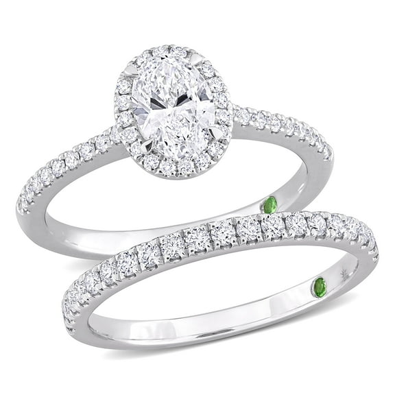 Created Forever Women's 1 1/3 CT Lab Created Diamond 14K White Gold Bridal Ring Set (G-H, VS1-VS2)