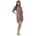thumbnail image 3 of Moomaya Scoop Neck Moss Georgette Shift Party Dress For Women 3/4 Sleeve Dress, 3 of 6