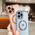 thumbnail image 6 of for iPhone 14 Pro Max Case Magnetic, Cute Heart Phone Case for Women Luxury Plating Full Camera Lens Protect Soft Silicone Shockproof Bumper for iPhone 14 ProMax Case 6.7" (Pink), 6 of 11