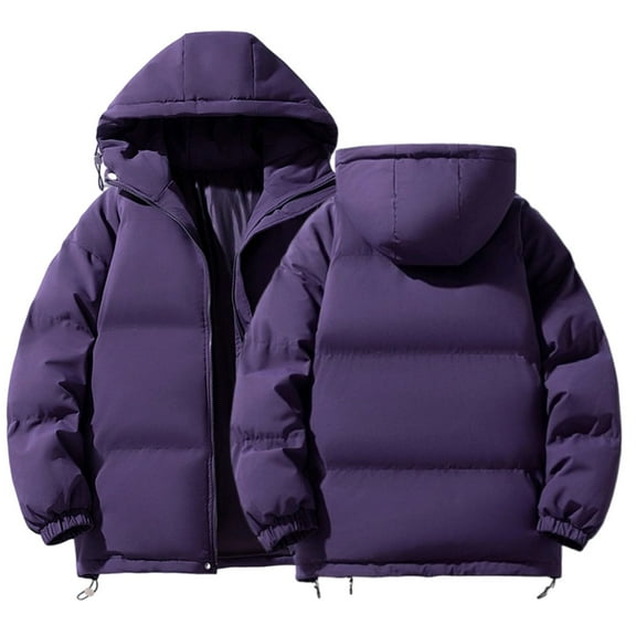 Zimjoy Mens Winter Jackets with Hood Thicken Insulated Puffer Jacket Men Big and Tall Lightweight Down Jackets & Coats Travel Ski Hooded Jacket, Purple L