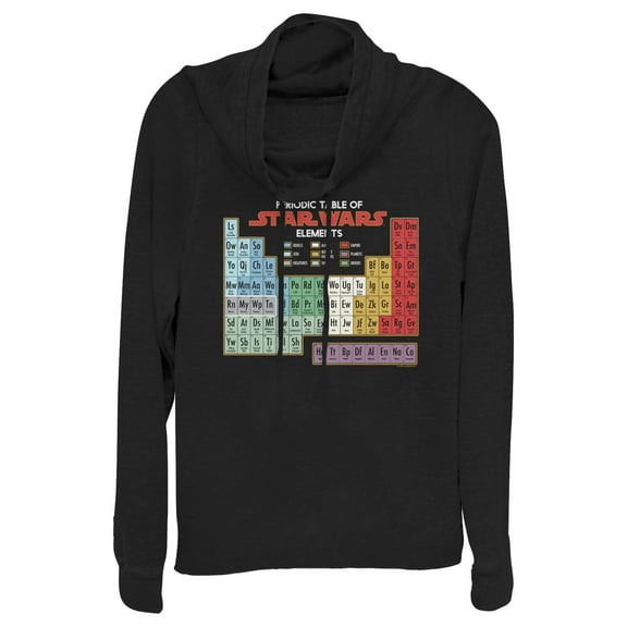 Junior's Star Wars Periodic Table of Elements Cowl Neck Sweatshirt Black X Large