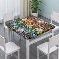thumbnail image 3 of Dark Pioneer Flower Pattern Square Fitted Tablecloth with Elastic Edge,Square Table Cover,Washable Elastic Table Cover for Home Kitchen Party Decor 34"x34", 3 of 6
