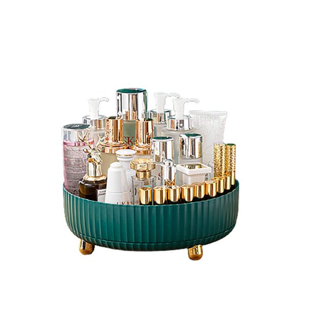 Receptor de perfume cosmético giratorio de 360 °, bandeja para taza de cepillo cosmético, adecuado para decoración de vestidor