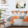 thumbnail image 3 of 3 Piece Burnt Orange Gray Duvet Cover Set Queen Size,Microfiber Comforter/Quilt Cover with Corner Ties and 2 Pillowcases,Modern Abstract Oil Painted Geometric All Season Bedding with Zipper Closure, 3 of 8