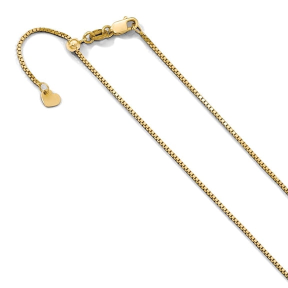 10k Yellow Gold Adjustable Box Chain Necklace - 22 Inch - Measures 0.9mm Wide 0.9mm Thick