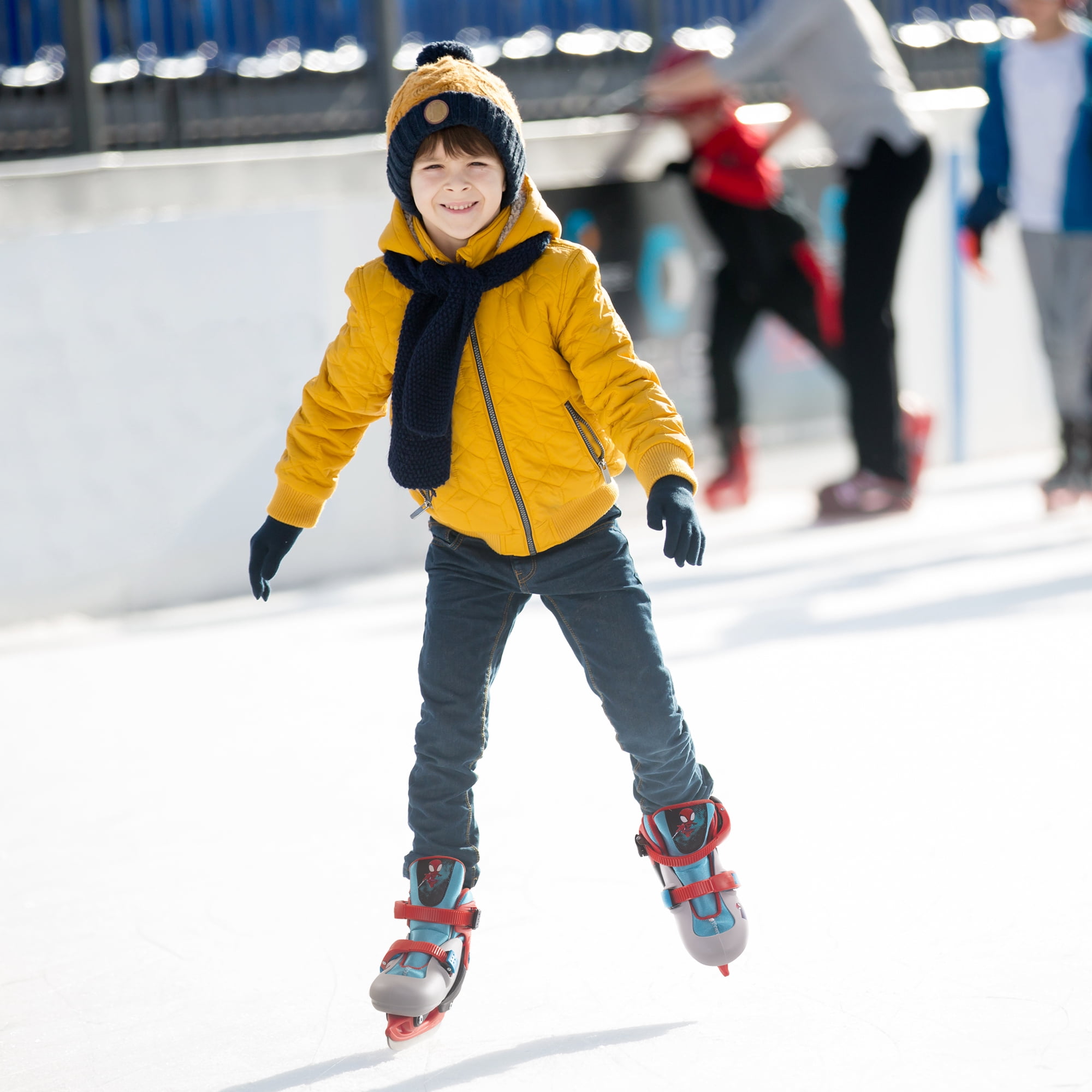 Kids Adjustable Ice Skates - Stainless Steel Blades, Ages 3-12, With Triple Security (Red, Pink, Etc.)