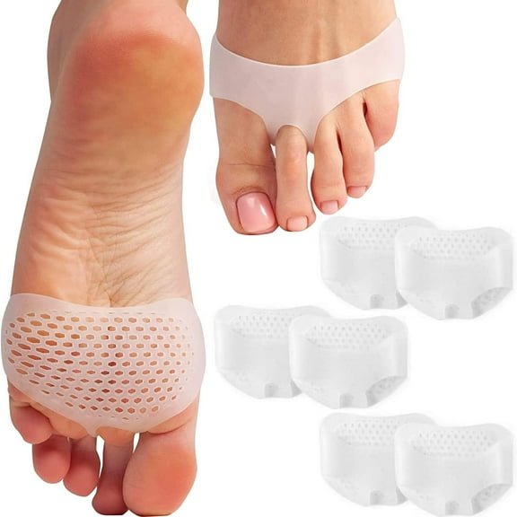 Mo-Beauty Metatarsal Pads for Women and Men - Soft Gel Foot Pads Metatarsal Foot Forefoot Cushioning Foot Pain Relief -Bunion Corrector Cushion,Soft & Breathable-8 Pieces (White）