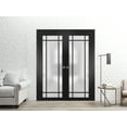 thumbnail image 4 of Slab Barn Door Panel 32 x 80 inches | Planum 2112 Matte Black Frosted Glass | Sturdy Finished Interior Doors | Pocket Closet Sliding, 4 of 6