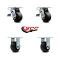 thumbnail image 2 of 4 Inch Polyolefin Caster Set with Roller Bearings 4 Brake 2 Swivel Lock SCC, 2 of 2