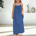 thumbnail image 3 of Girls Sleeveless Backless Casual Dress Loose Fit Home Wear Summer Play Dress Toddler Kids Dress Girls Dresses for Beach Vacation Holiday School Daily, 3 of 6