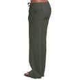 thumbnail image 2 of Ma Croix Womens Casual Linen Palazzo Trousers with Lantern Drawstring, 2 of 6
