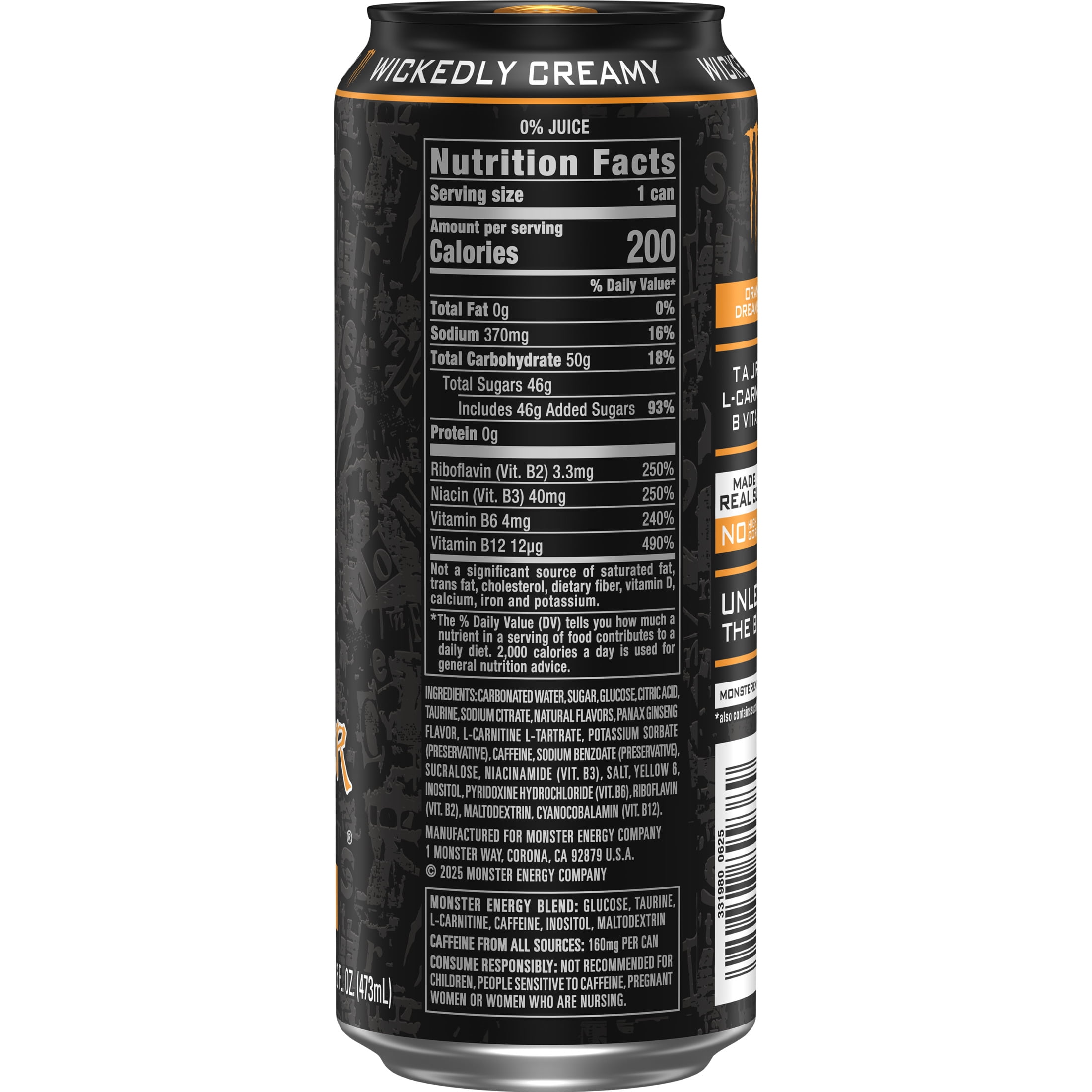 (4 pack) Monster Energy, Orange Dreamsicle, Energy Drink, 16 fl oz
