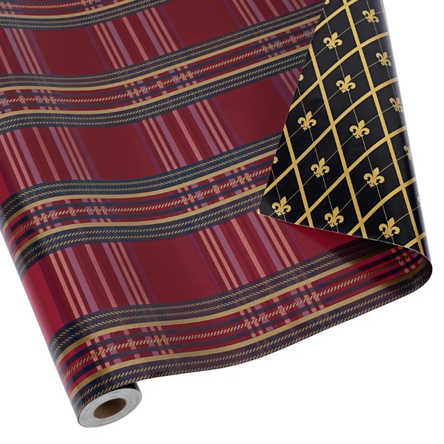 Papel de regalo navideño reversible LaRibons, 43 x 1005 cm