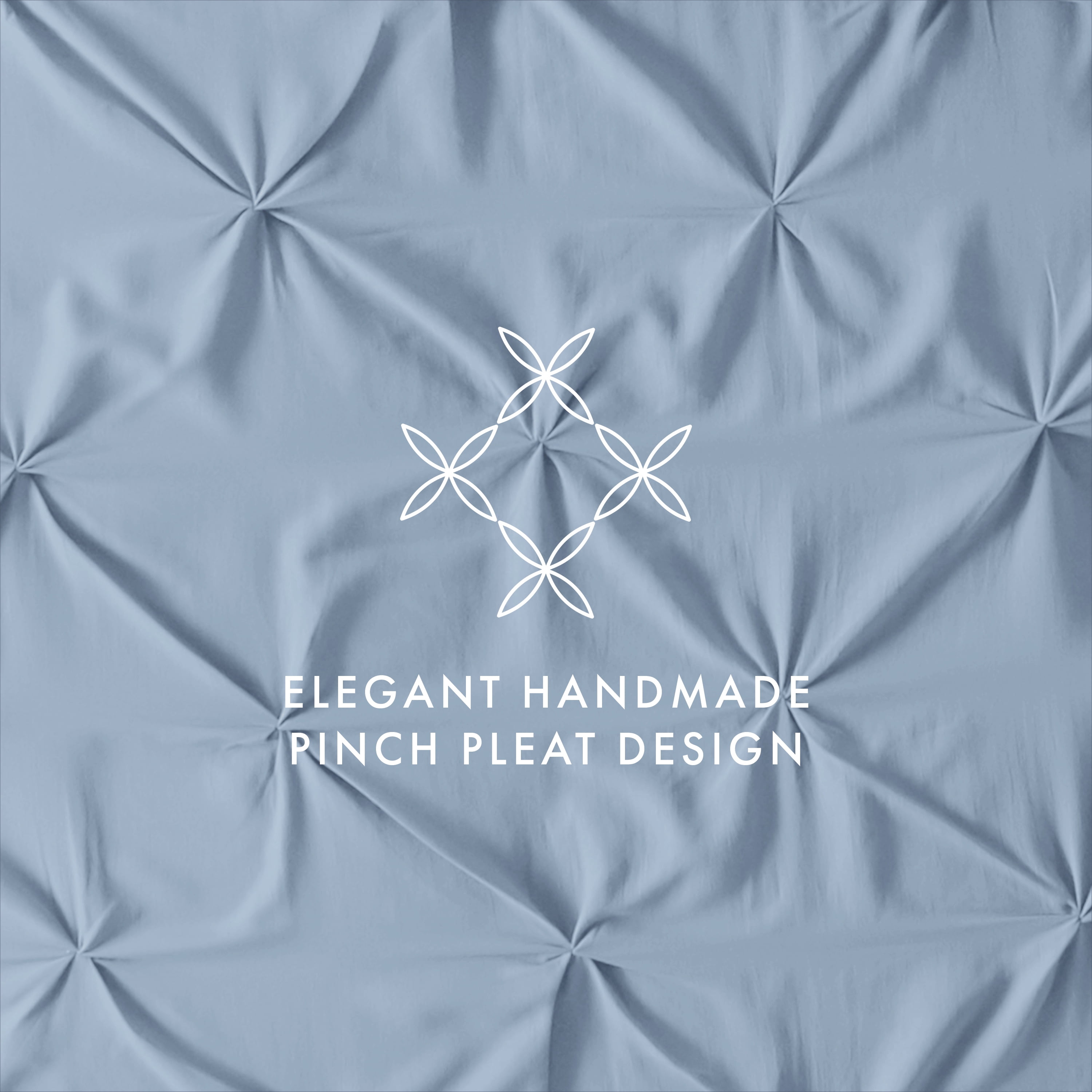 Noble Linens Light Blue Pinch Pleat 3-Piece Duvet Cover Set, King/Cal King