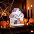 thumbnail image 4 of Yeciiwht Ceramic Halloween Lighted House Decor – LED Night Light with Ghost, Pumpkin & Black Cat Figurine, Glowing Tabletop Ornament for Mantel & Party Decor, 4 of 8