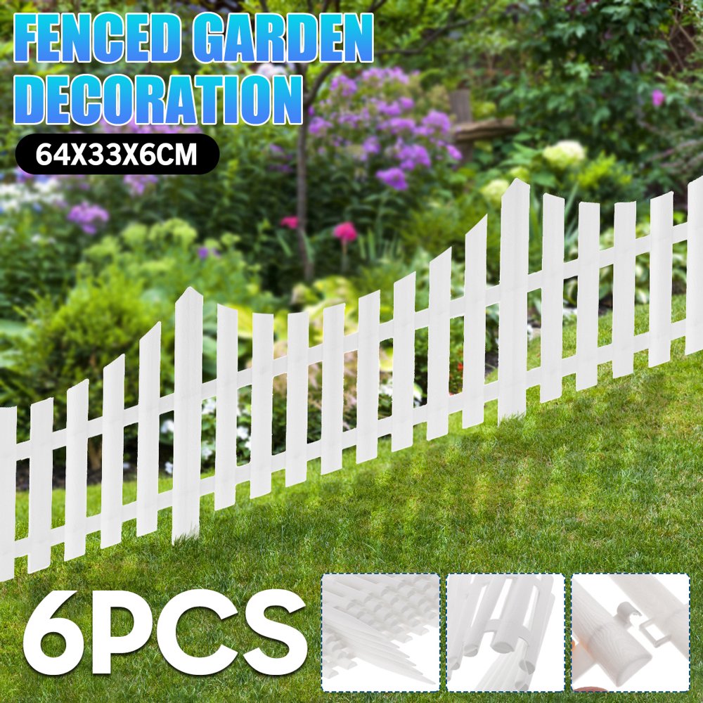 Unique 6Pack White Plastic Garden Border Fence Large Picket Fence