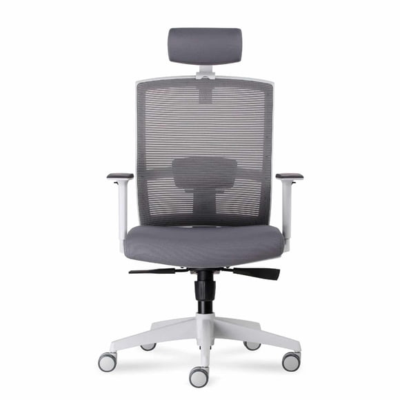 Silla Oficina Ergonómica con Cabecero y Soporte Lumbar ajustable Taylor Gris