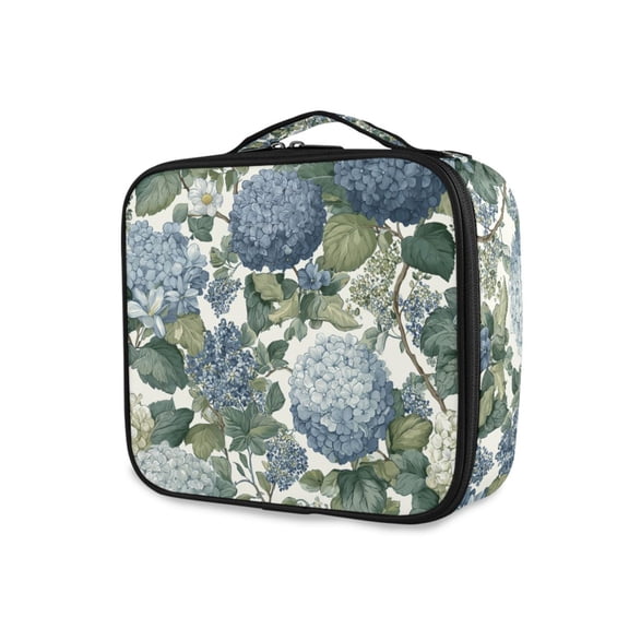 FORMRS Travel Makeup Bag Large Capacity Train Case Cosmetic Organizer with Adjustable Dividers, Watercolor Hydrangeas Pattern