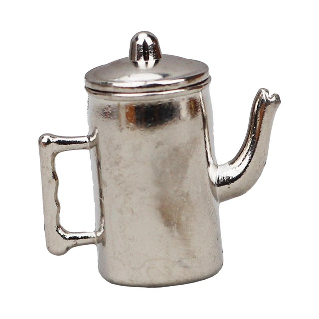 1/12 Dollhouse Miniature Tea Kettle Model Collections Scenes Miniature Water Pitcher for Miniature Scene Accessories Building Argent