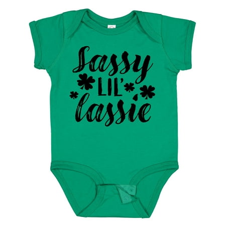 

Inktastic Saint Patrick s Day Sassy Lil Lassie with Shamrocks Gift Baby Boy or Baby Girl Bodysuit