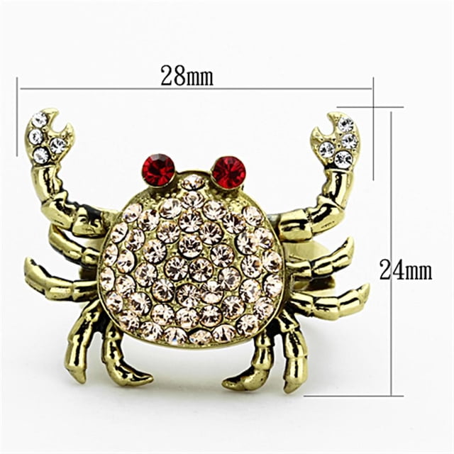 IP Gold(Ion Plating) Stainless Steel Ring with Top Grade Crystal in Multi Color for Women Animals Theme Multi Color Stone Color Style TK1290 Size 8