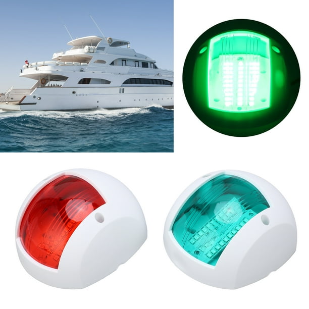 Demonsen Boat Bow Lights, Pc Red Green Light Yacht Signal Light 1nm Visual Range For Sailing White White