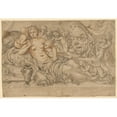 thumbnail image 2 of Vincent Sellaer 14x11 Black Ornate Wood Framed Double Matted Museum Art Print Titled: Caritas (1557), 2 of 5