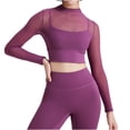 thumbnail image 1 of Traje de yoga de malla para mujer: top deportivo de manga larga con relleno en el pecho, secado rápido, ideal para correr o hacer yoga., 1 of 5