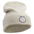 thumbnail image 4 of Taurus Astrology Embroidered 12 Inch Long Knitted Beanie - Birch OSFM, 4 of 5