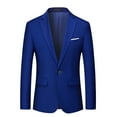 thumbnail image 2 of BiZtdJrK Big and Tall Solid Blazers for Men One Button Notched Lapel Long Sleeve Wedding Party Dress Jackets Regular Fit Sport Coats Blue XXXXXXL, 2 of 8