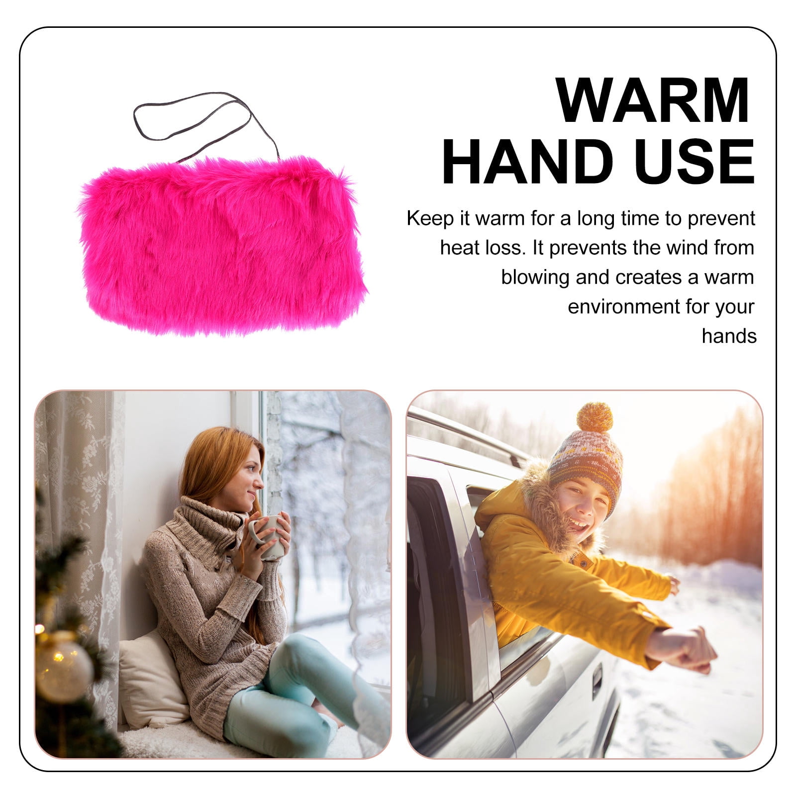 HONMEET Portable Polyester Rosy Hand Warmer Muff with Hanging Pouch, Cozy Winter Accessory for Outdoor Use
