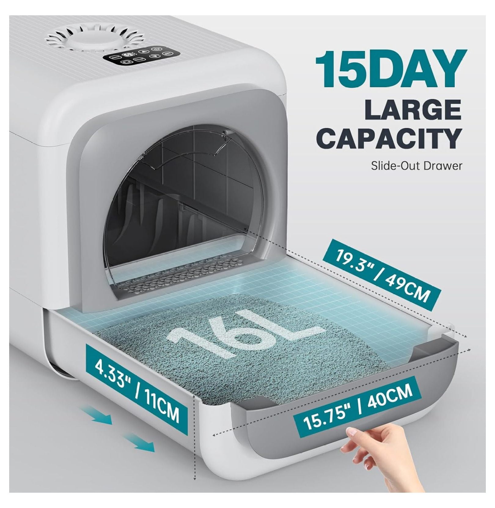 Smart Odor Control Cat Litter Box for Big Cats & Multiple Cats, Easy Clean with Infrared Sensor, & Mat, 5V/1A USB