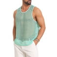 thumbnail image 4 of INSPIRE CHIC Men's Hollow Mesh Sleeveless Round Neck Club Knitted Sheer Vest S Light Green, 4 of 5