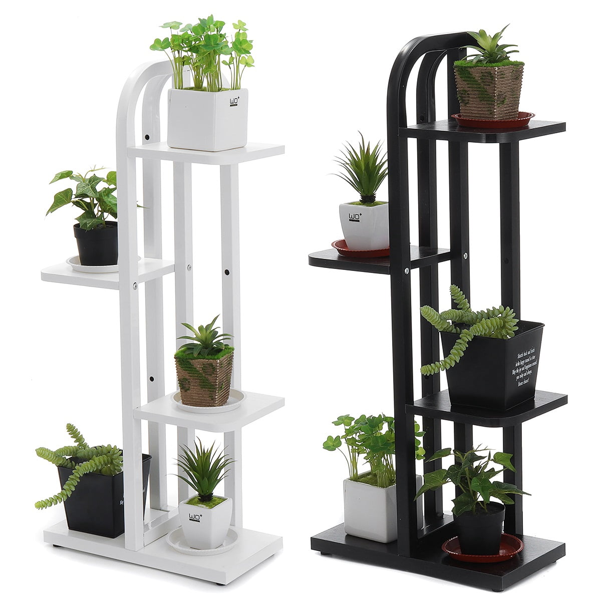 OUSGAR 4 Tiers Wooden Iron Plant Stand Flower Rack for