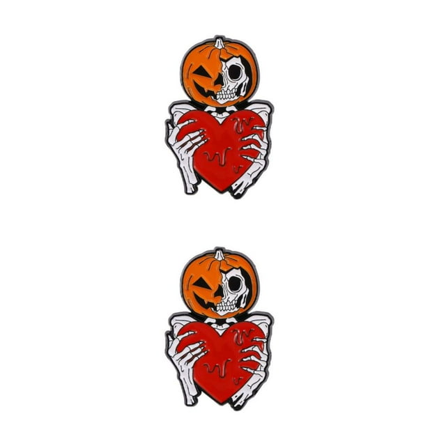 Shengyu Badge Lapel Jewelry Gift Stylish And Durable Halloween Enamel Pin Brooch For Friends Terrifying Pumpkin Skeleton 2Set