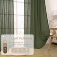 thumbnail image 4 of Cortinas LAMIT de lino, 86 x 76 cm, semitransparente, color verde oliva, 2 paneles, 4 of 9